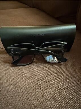 Saint Laurent Black Slim Rectangular Sunglasses with Case